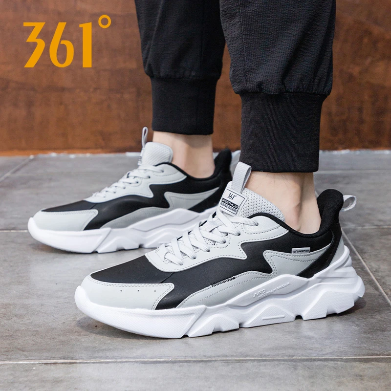 361°休闲跑步鞋秋季新款皮面防风休闲鞋情侣运动鞋潮流韩版板鞋