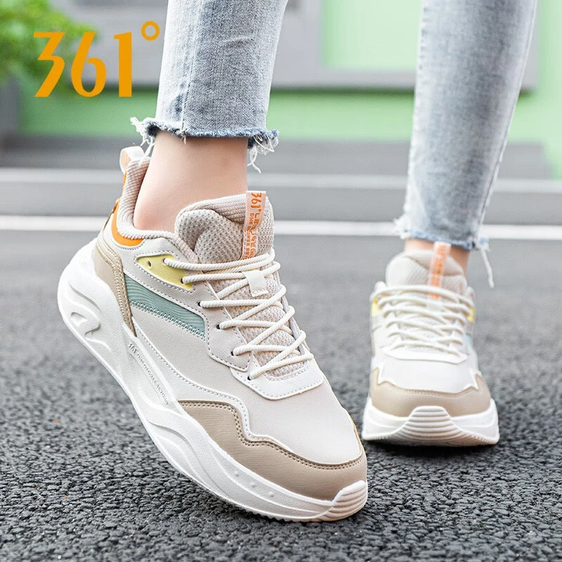 361°女鞋运动鞋女2023秋季新款皮面软底跑步鞋休闲老爹鞋女款鞋子