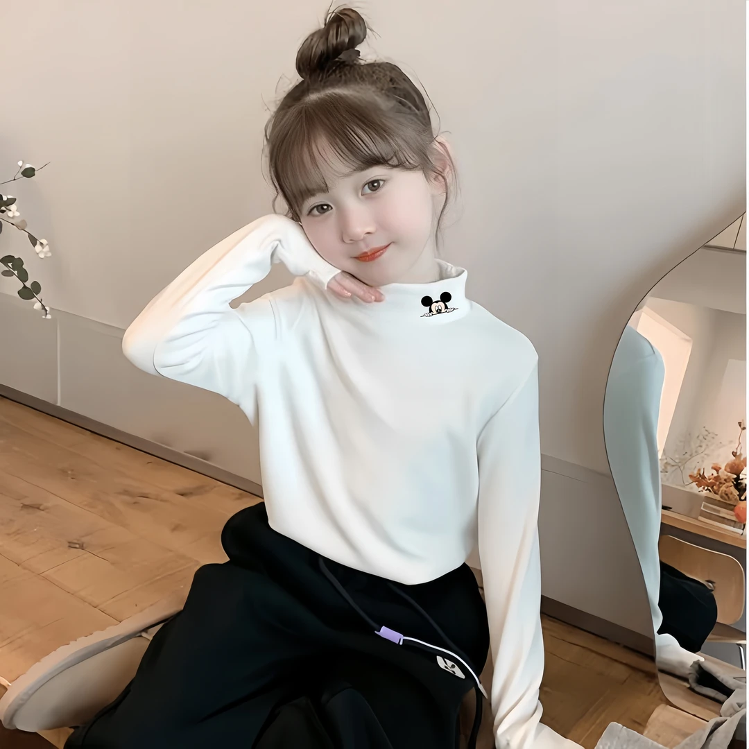 女童德绒打底衫半高领上衣秋冬新款女孩儿童儿童春秋冬季长袖T恤