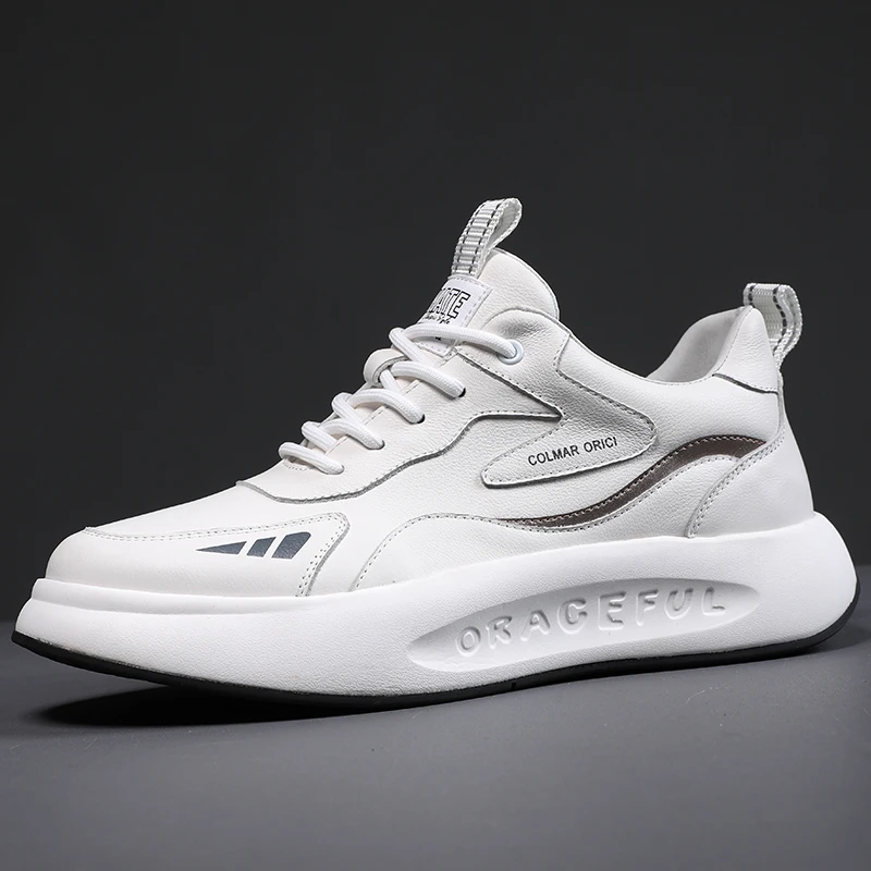 头层牛皮真皮鞋子男运动男鞋2024秋冬新款休闲旅游厚底增高老爹鞋