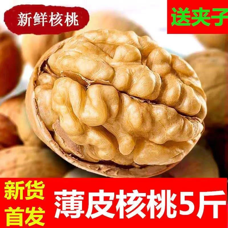 【惊爆价】今年精品新疆薄皮核桃批发坚果薄皮大核桃原味核桃送夹子