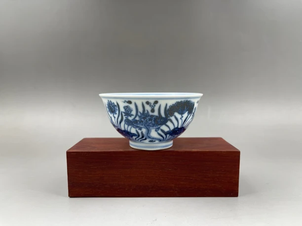 景德镇 大明风华 鱼藻纹 撇口杯