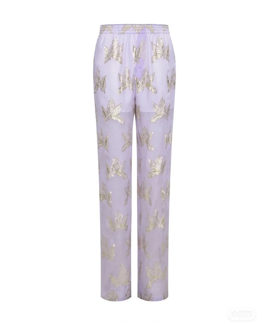 Messential K405蝴蝶提花裤子