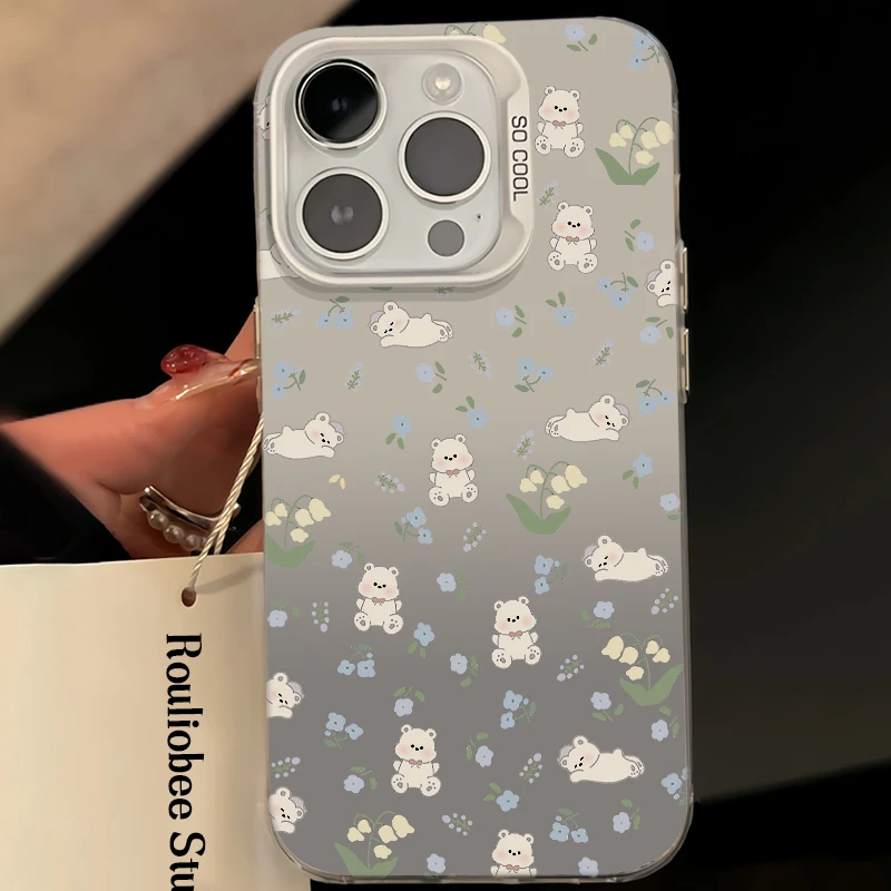 鲜花小熊元气壳适用苹果15手机壳iPhone13/14promax新款12/11可爱