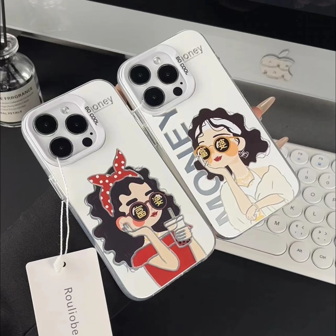 发带富婆元气壳适用iPhone15/14/13手机壳苹果vivo华为小米oppo女