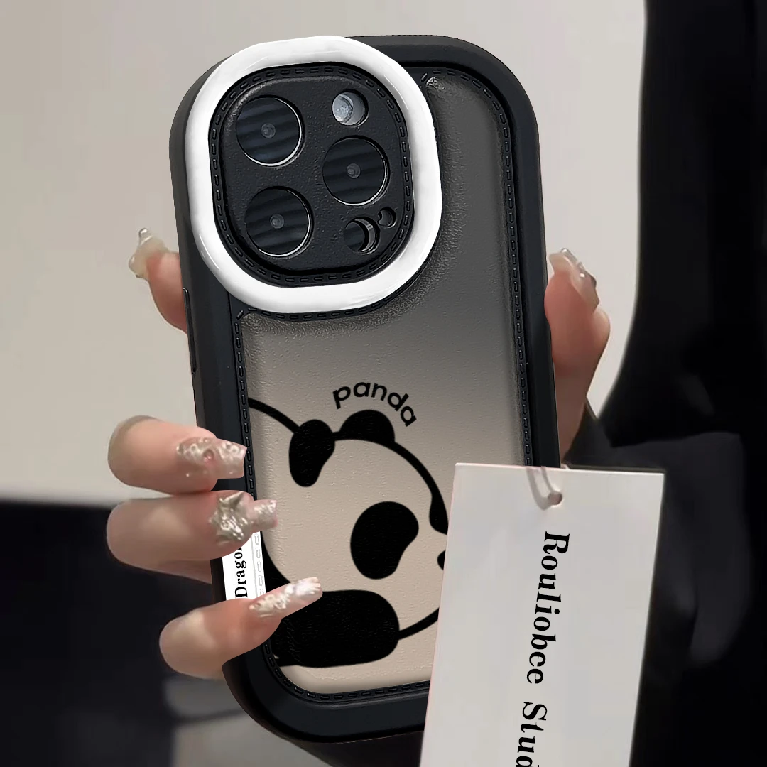 趴趴熊猫皮纹适用于苹果15手机壳iphone13/14promax防摔12/11卡通