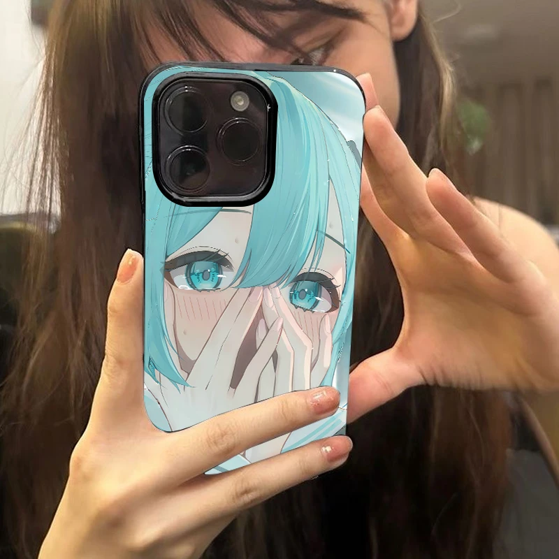 夕与空蓝眼睛初音未来大孔适用苹果15手机壳iphone13/14/12新款11