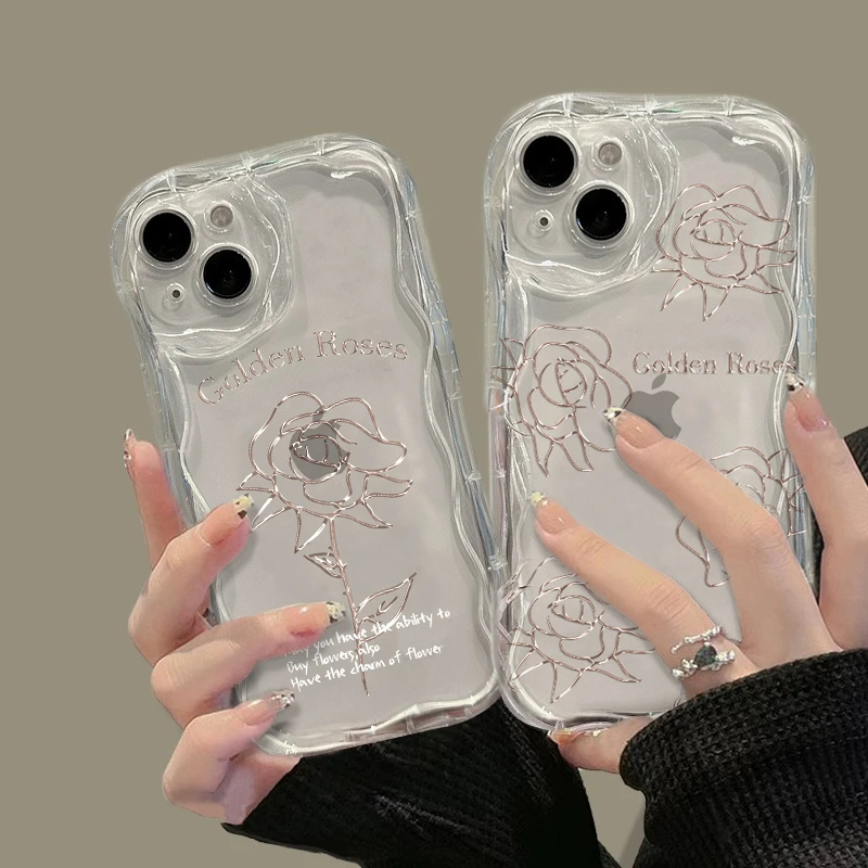 高级银玫瑰适用苹果14/13promax手机壳12全包华为/vivo/小米/oppo