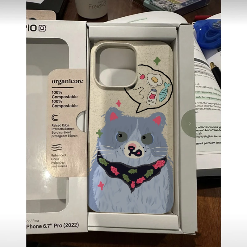 围巾蓝猫小麦壳适用苹果14手机壳iPhone13promax12全包11软xs女xr