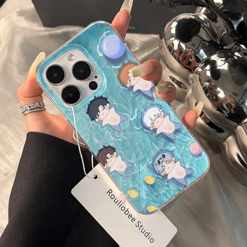 夕与空泳池Q版少年团羽纱壳适用苹果15手机壳iPhone13/14新款12软