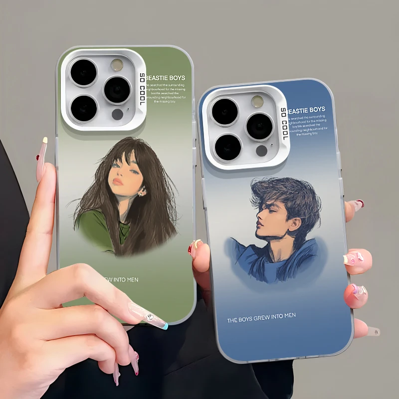 夕与空晕染蓝少女元气壳适用iPhone15手机壳苹果华为vivo小米oppo