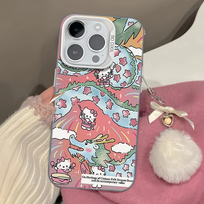 卡通猫舞龙元气壳适用苹果15手机壳iPhone13/14promax新款12/11潮