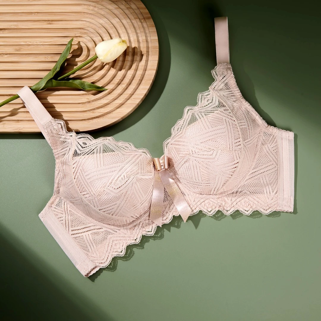 奥丽侬【立挺胸】透气薄棉全罩杯微调整收副乳上托调整型文胸6015