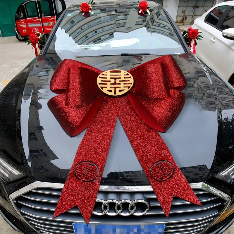 中国风网红婚房装饰蝴蝶结婚车迎亲喜庆装扮4S店新车交付仪式用品