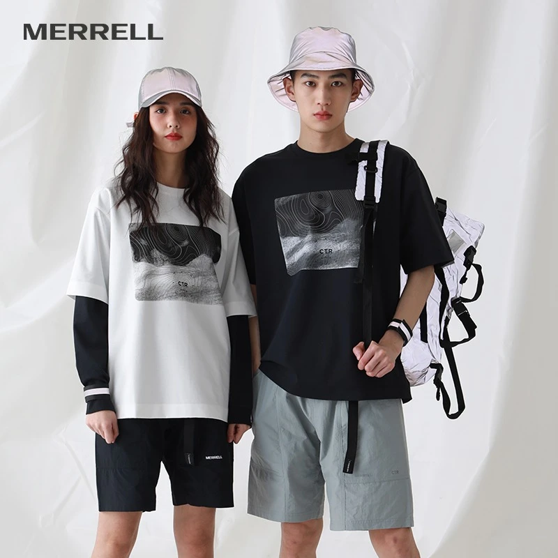 MERRELL迈乐官方CTR情侣款户外休闲短袖T恤山系简约宽松纯棉上衣