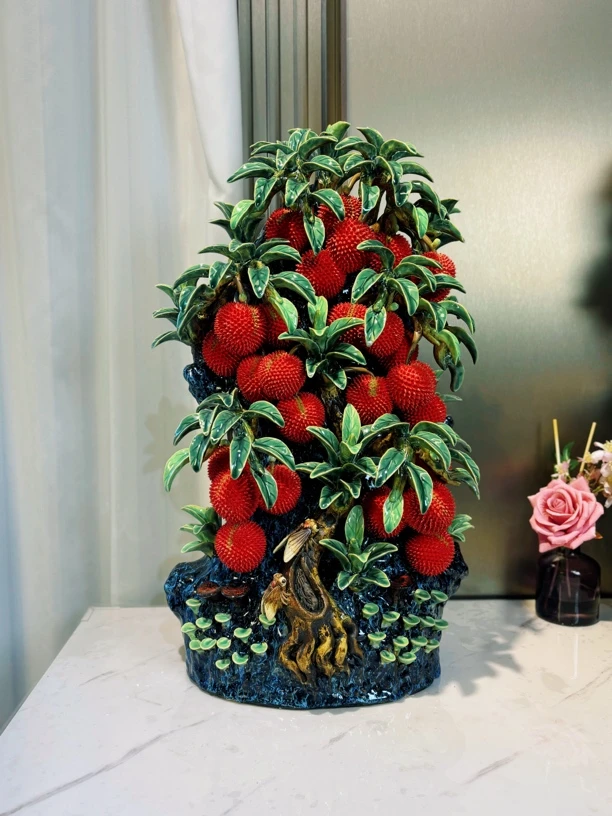 【满堂红利荔枝树】石湾公仔尺寸长度38高度61