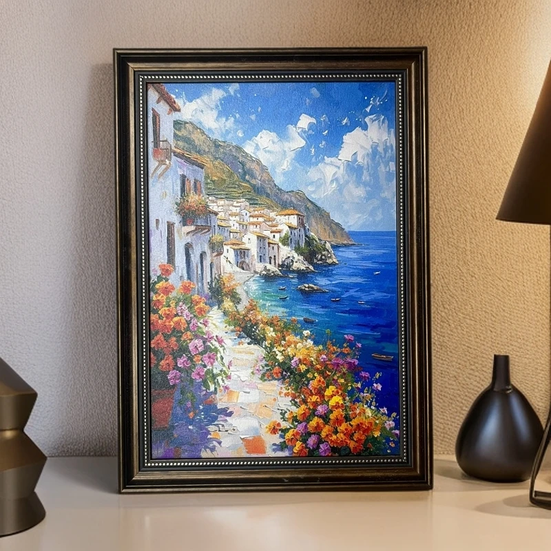 123美式欧式中古复古入户玄关卧室客厅餐厅小众竖版走廊装饰画