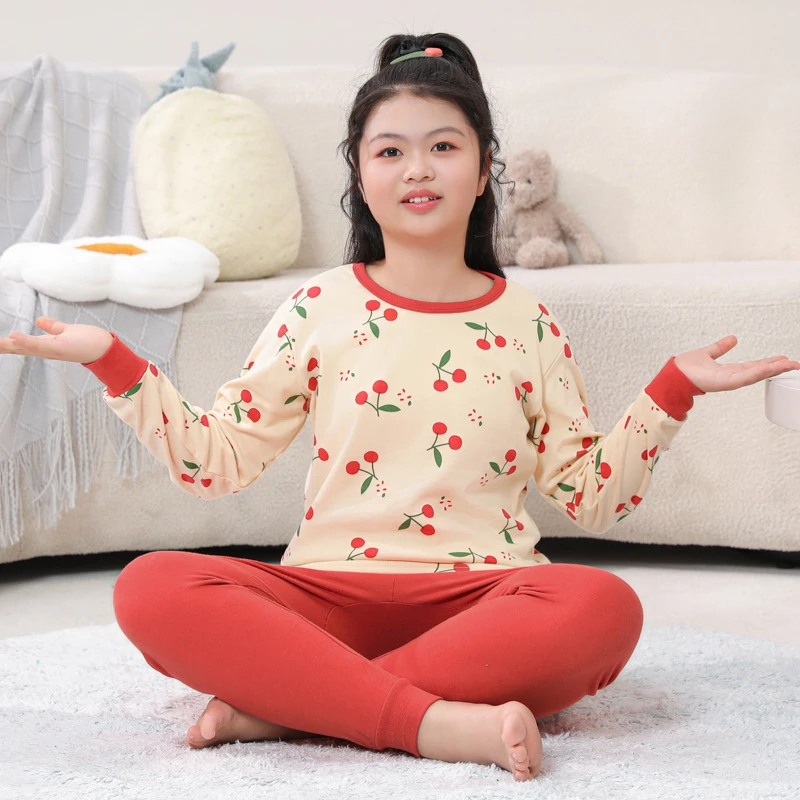 胖女童秋衣秋裤套装中大童春秋女孩加肥加大码棉毛衫儿童棉内衣女