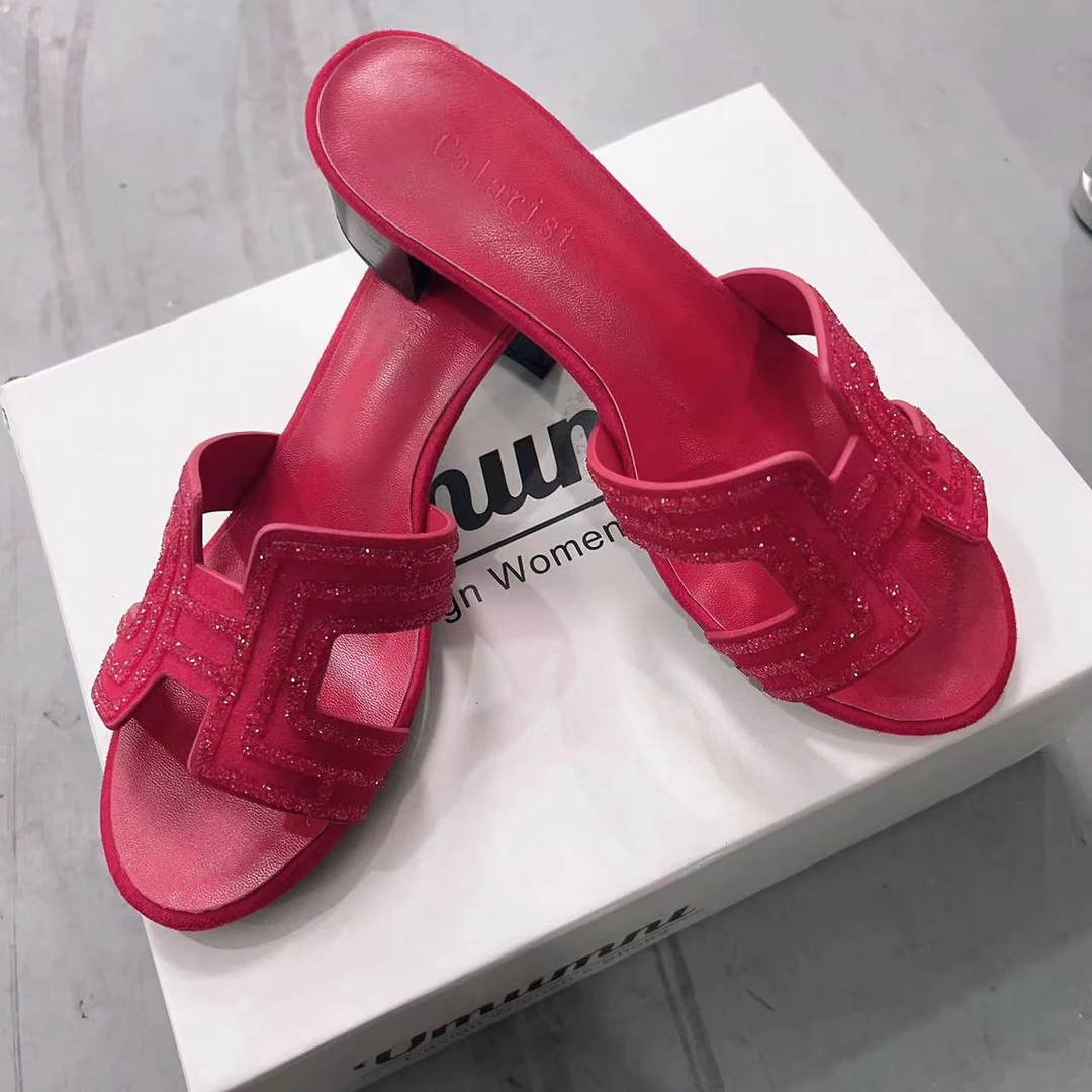 BLAVCPEON【红艳】镶钻时尚夏季露趾百搭凉鞋 X230624094