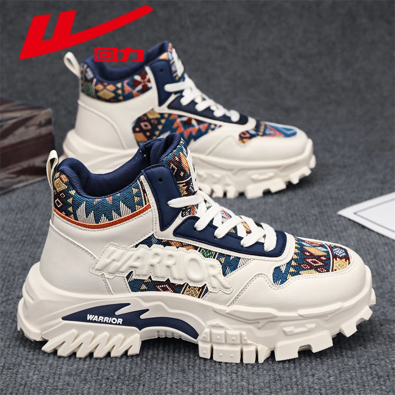 回力男鞋冬季新款高帮厚底运动休闲鞋网红青少年工装鞋户外老爹鞋