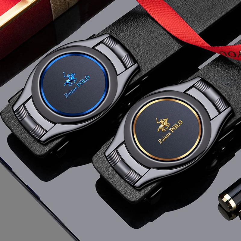 男士商务休闲时尚百搭纯牛皮裤腰带无牙自动扣中老年皮带