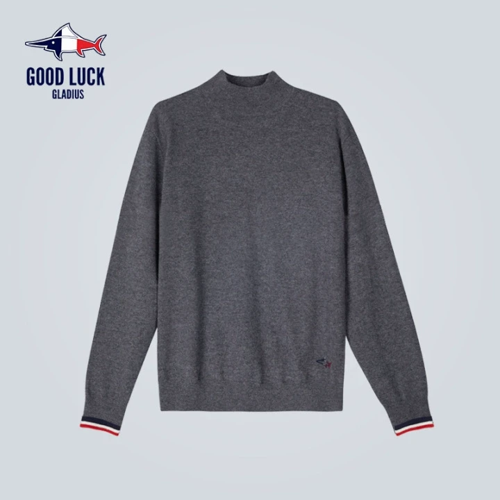 GOODLUCK BLUE蓝鲨纯羊毛衫男纯色简约保暖男士打底衫FR2D602