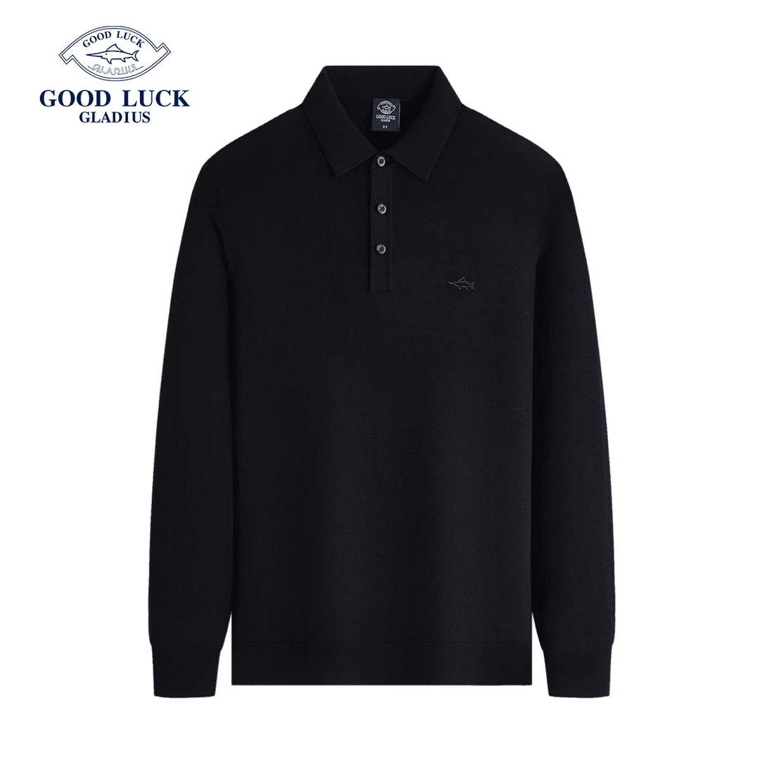 GOOD LUCK德鲨秋冬新款羊毛衫翻领100绵羊毛柔软上衣-L2T43606