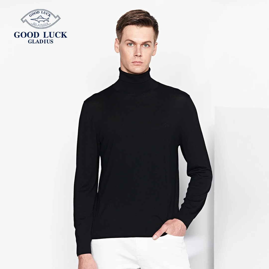 德鲨男打底衫毛衣长袖保暖时尚休闲百搭色中领商务羊毛衫BR13710
