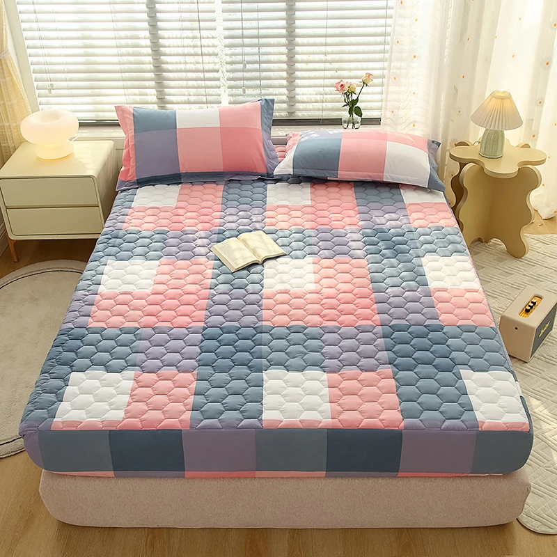 新款A类大豆抗菌纤维夹棉床笠-吉祥款