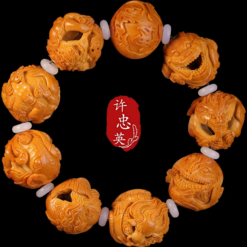 许忠英核雕山海经橄榄核雕刻手串纯手工镂空雕文玩苏工南名家精品