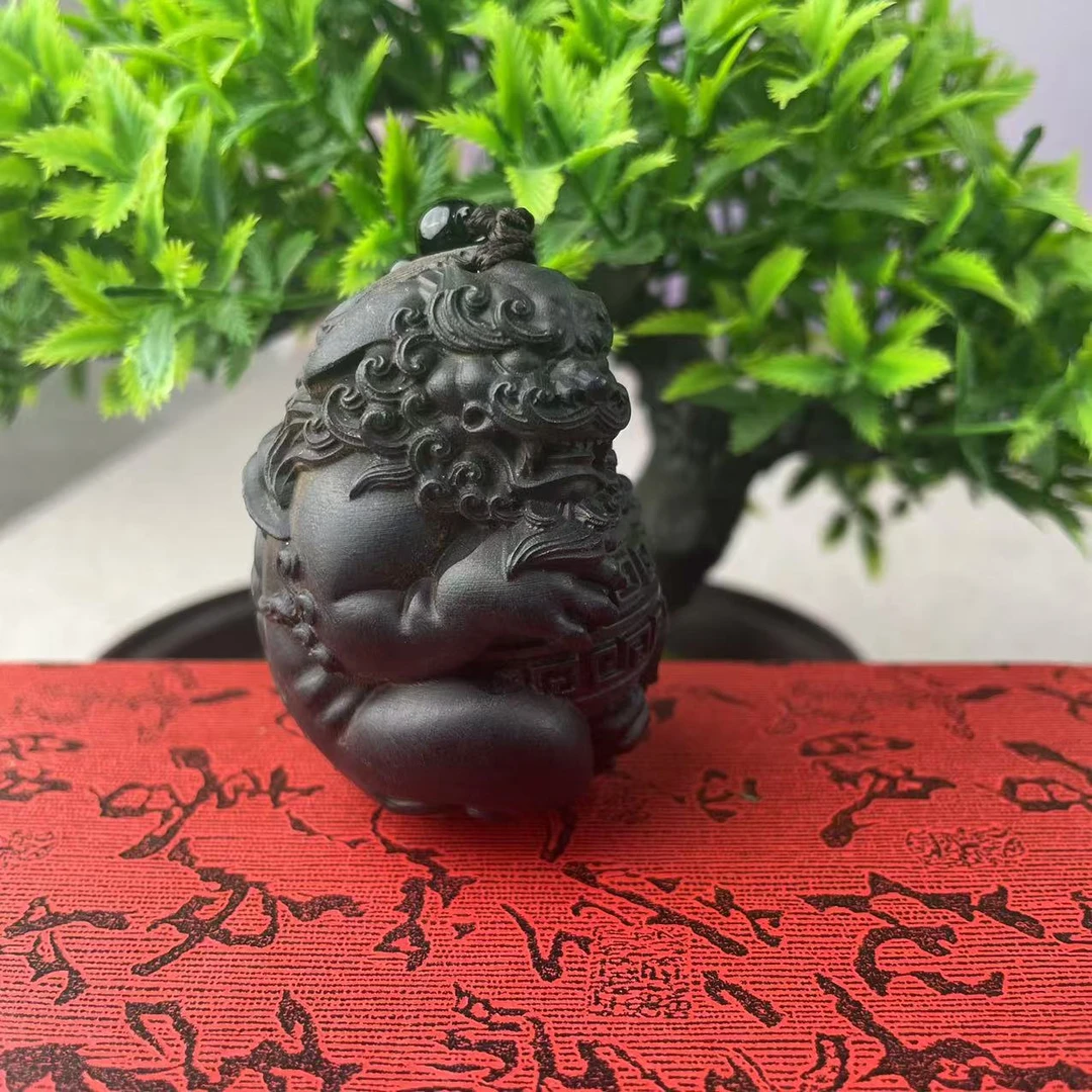达拉干 貔貅抱回纹精工木雕工艺品手把件挂件高油高密把玩件