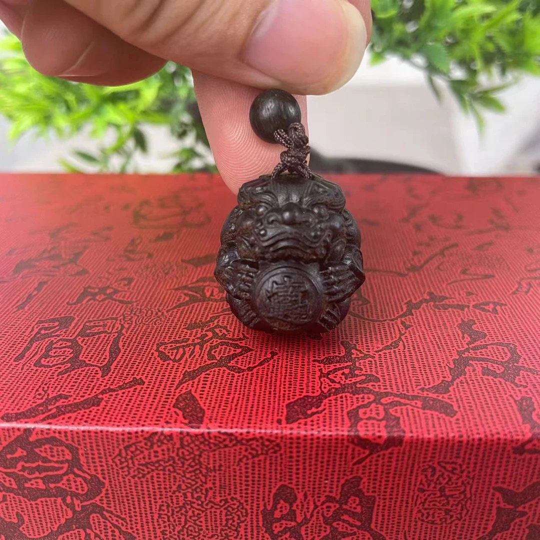 达拉干 小貔貅抱球车钥匙扣木雕挂链把玩件挂件挂饰创意