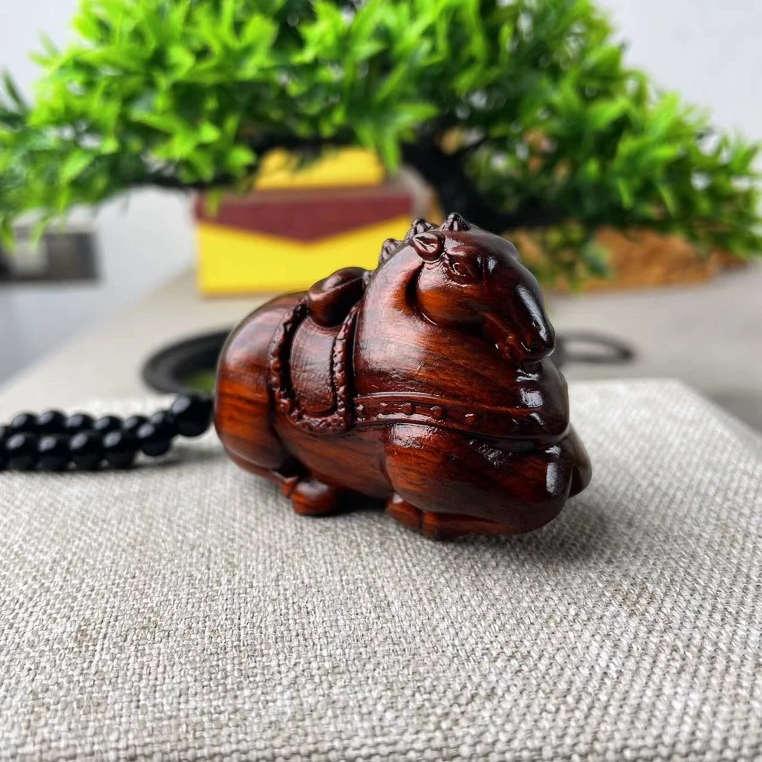 马上有钱 木雕雕刻工艺品精雕手把件挂件摆件