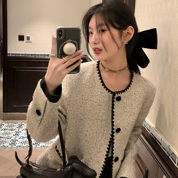 法式小香风短款外套女2024春秋新款高端名媛气质小个子上衣K310#