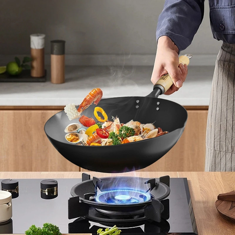 （微瑕 推荐自用）波佐见烧日本深味圆底炒锅无涂层不生锈炒菜锅