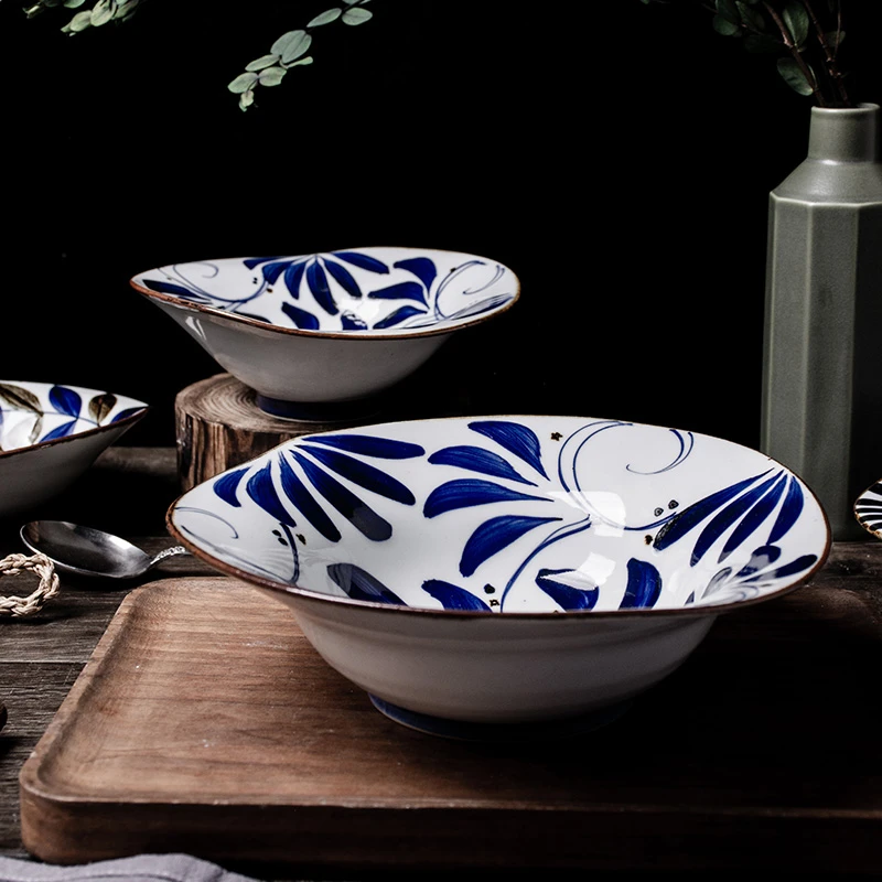 HASAMI-YAKI/波佐见烧日本翔芳窑花开绽放异型大钵家用深碗汤碗