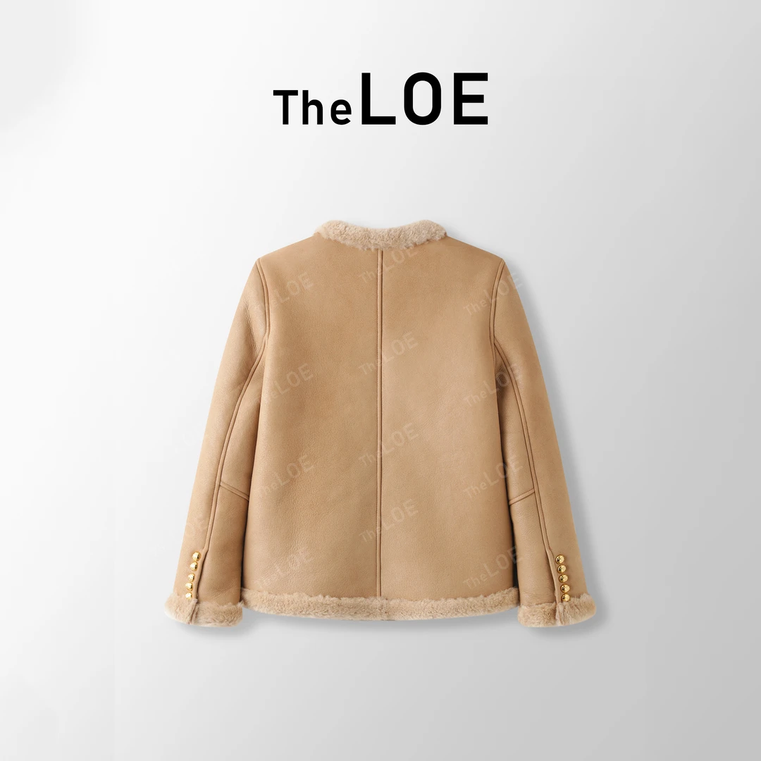 TheLOE/9.19 进口土耳其 百分羊毛一体机车外套#LE-2302