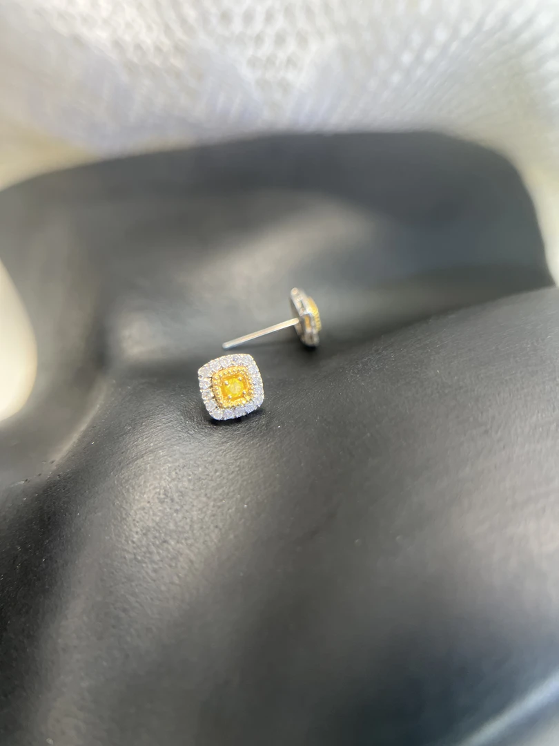 【N·5高定珠宝】 黄钻方形耳钉 ZSES00141