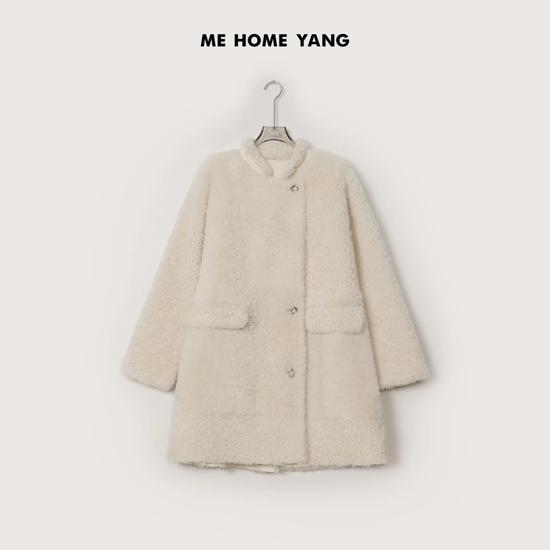 ME【云朵卷】西班牙进口美利奴羊皮毛一体过膝长款高端皮草MEQA3573