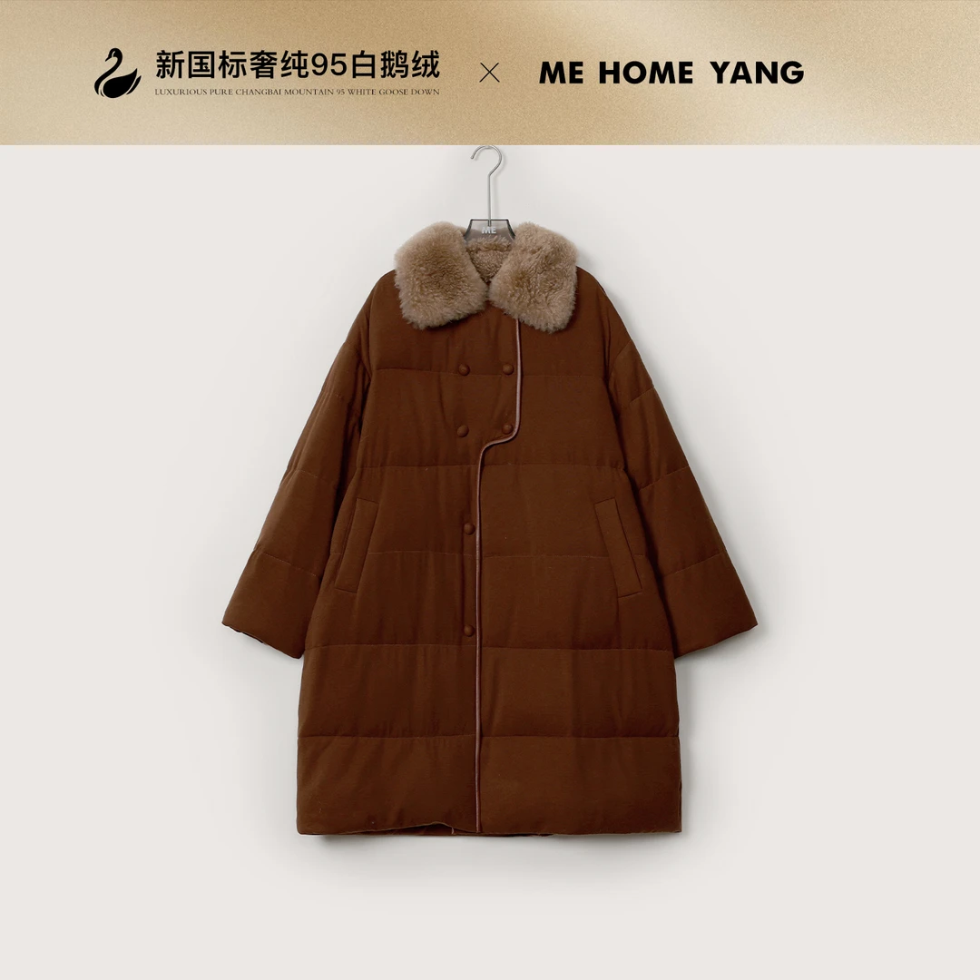 ME【匠心款】95白鹅绒羊皮毛一体毛领中长款羽绒服MEQA3552