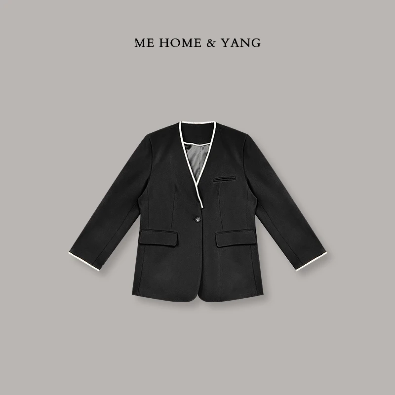 ME【无领西装】设计师新款时尚百搭休闲宽松西装MEQS6004