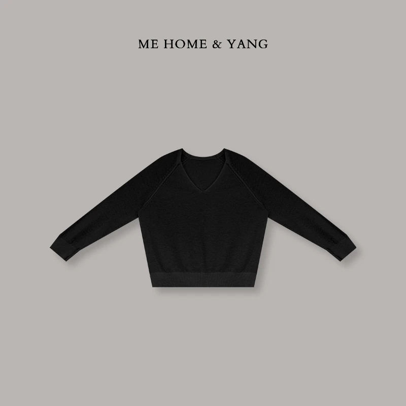 ME【奶霜】劝退 100绵羊毛V领纯色上衣女百搭休闲软糯毛衣 MEQA0083