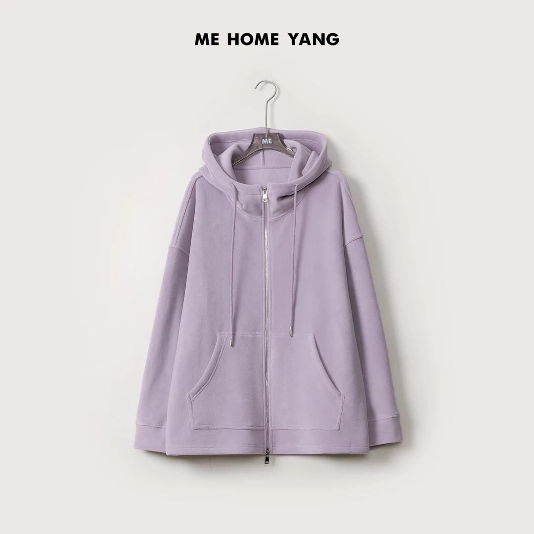 ME【丁香紫卫衣】双拉头全门襟连帽上衣舒适保暖卫衣MEQA4098双面绒