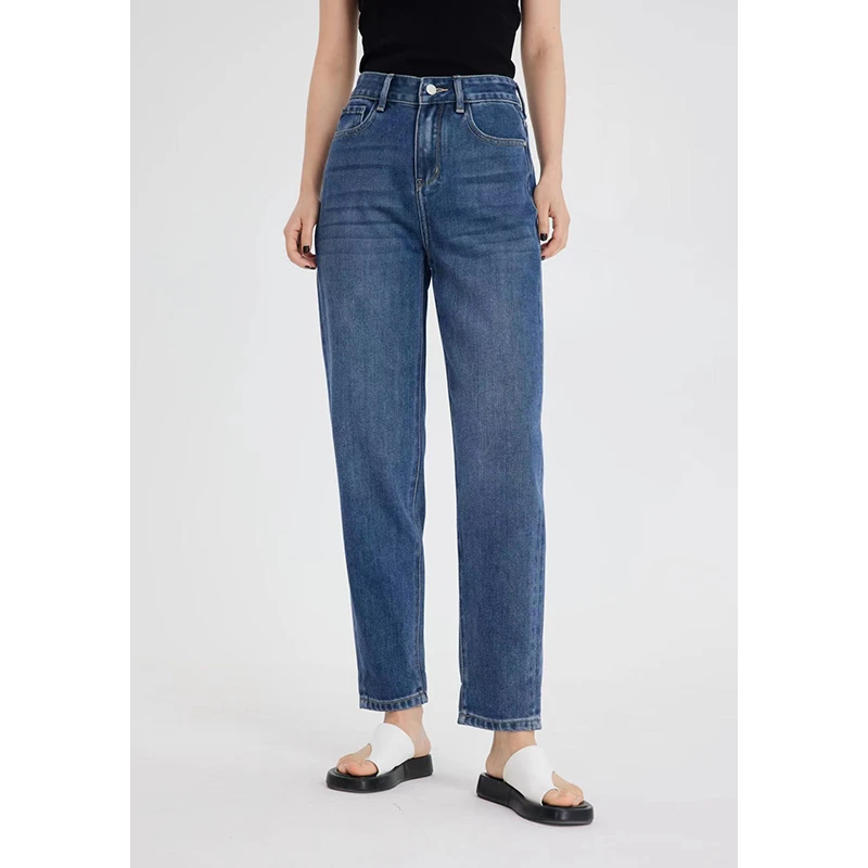 「锥形系列」新品简约 丨 高腰女阔腿九分牛仔裤AT008