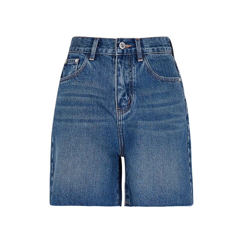 ATUMU「短裤系列」夏季高腰显瘦直筒毛边短裤AT007