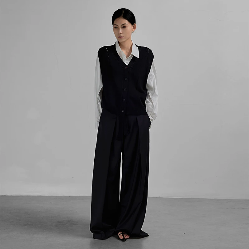 「阔腿系列」早秋上新丨高腰女廓形拖地梨形休闲西裤AT103