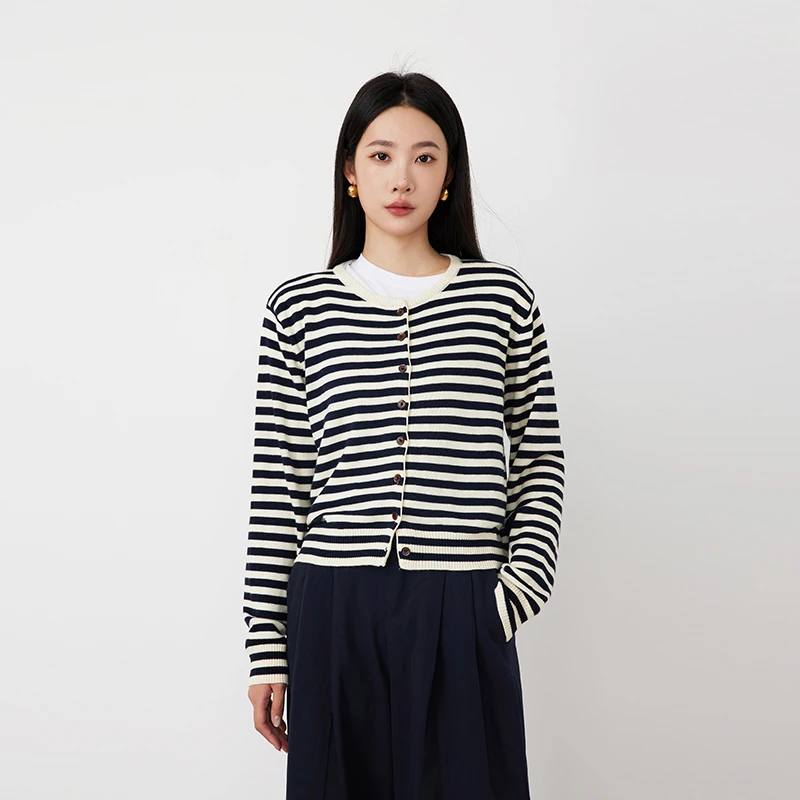 ATUMU「针织衫系列」早秋上新 丨薄款显瘦短款条纹内搭开衫AT288