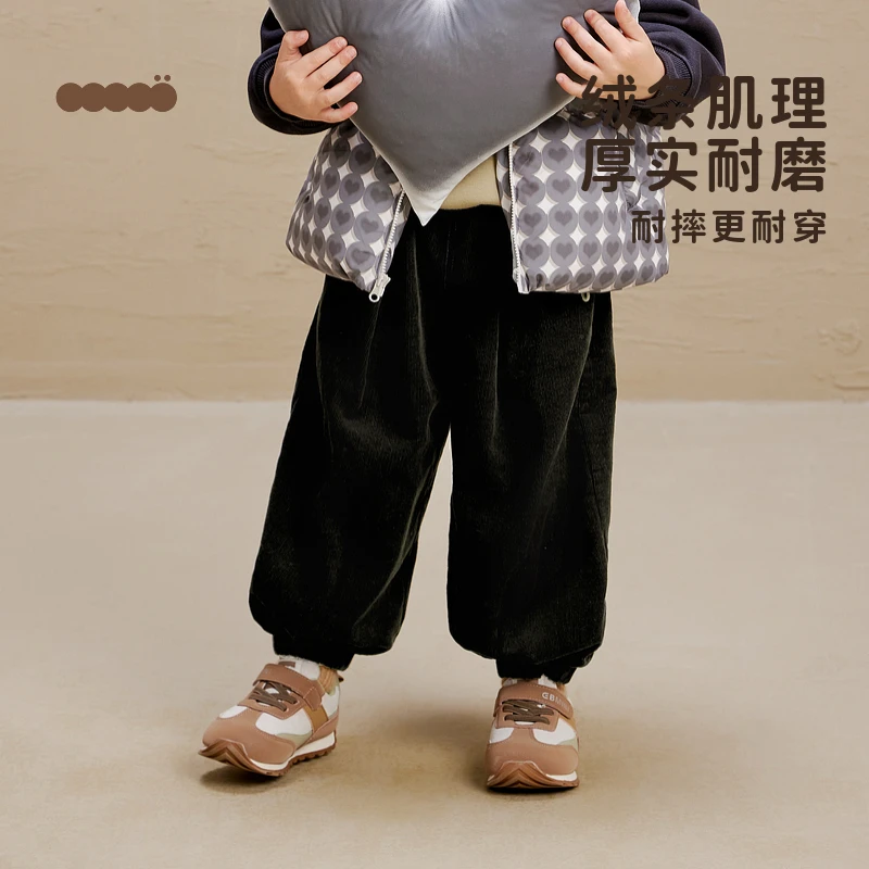 【预约】UCNOO与虫儿童加绒束脚裤24冬灯芯绒针织宝宝休闲裤柔软
