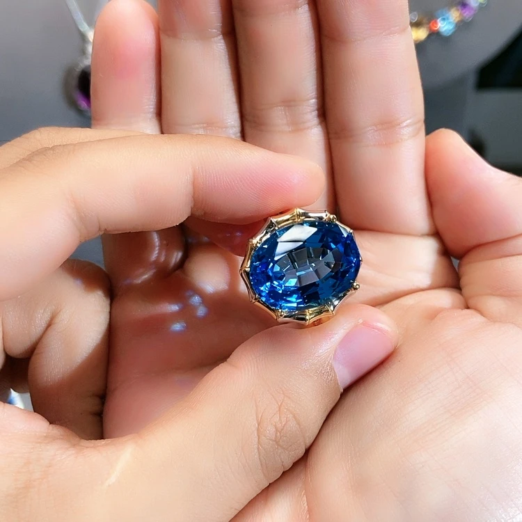 【闪购商品】托帕石戒指银S925镶嵌梵**宝