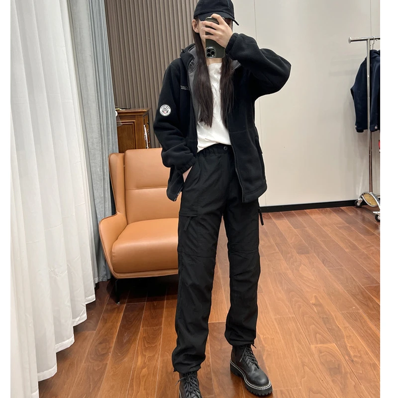 出德国户外机能风男女情侣款防风防水宽松多口袋加绒工装裤休闲裤